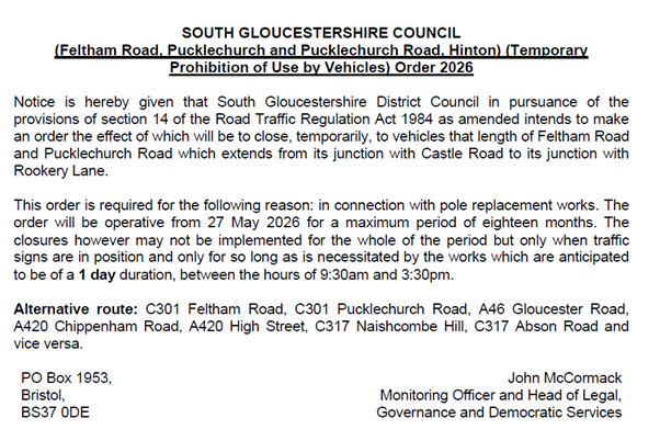 27th May closure